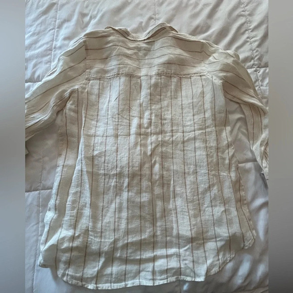 H By Halston Striped Linen Button Down Shirt NWT - Picture 7 of 7